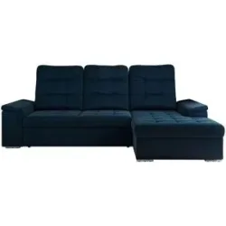 Höffner Ecksofa mit Schlaffunktion Madrito ¦ blau ¦ Maße (cm): B: 256 H: 89