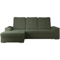 Höffner Ecksofa mit Schlaffunktion Madrito ¦ grün ¦ Maße (cm): B: 256 H: 89