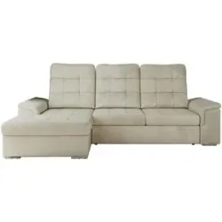 Höffner Ecksofa mit Schlaffunktion Madrito ¦ beige ¦ Maße (cm): B: 256 H: 89