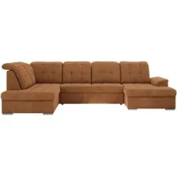Höffner Wohnlandschaft mit Schlaffunktion Madrito ¦ orange ¦ Maße (cm): B: 323 H: 89