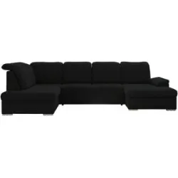 Höffner Wohnlandschaft mit Schlaffunktion Madrito ¦ schwarz ¦ Maße (cm): B: 323 H: 89