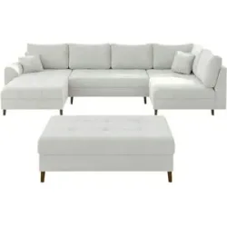 S-STYLE Wohnlandschaft mit Hocker  Lars ¦ weiß ¦ Maße (cm): B: 310 H: 81