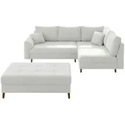 S-STYLE Ecksofa mit Hocker  Lars ¦ weiß ¦ Maße (cm): B: 231 H: 81