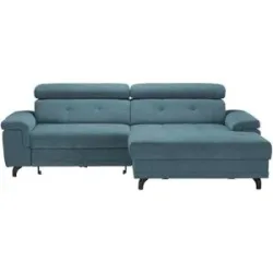 Höffner Ecksofa mit Schlaffunktion Frieda ¦ blau ¦ Maße (cm): B: 265 H: 87 T: 180.0