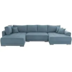 Höffner Wohnlandschaft mit Schlaffunktion Lemie ¦ blau ¦ Maße (cm): B: 356 H: 85 T: