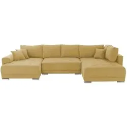 Höffner Wohnlandschaft mit Schlaffunktion Lemie ¦ gelb ¦ Maße (cm): B: 356 H: 85 T: