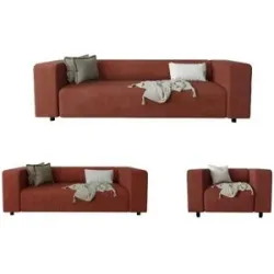 S-STYLE Polstergarnitur 3+2+1  Oskar ¦ rot ¦ Maße (cm): B: 175 H: 65
