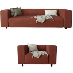 S-STYLE Polstergarnitur 3+1  Oskar ¦ rot ¦ Maße (cm): B: 175 H: 65