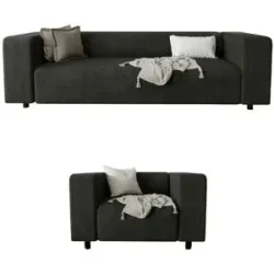 S-STYLE Polstergarnitur 3+1  Oskar ¦ schwarz ¦ Maße (cm): B: 175 H: 65