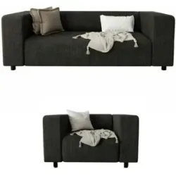 S-STYLE Polstergarnitur 2+1  Oskar ¦ schwarz ¦ Maße (cm): B: 151 H: 65