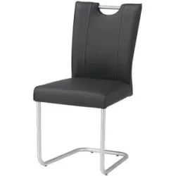 Höffner Leder-Schwingstuhl  6861 ¦ schwarz ¦ Maße (cm): B: 46 H: 94 T: 48.0
