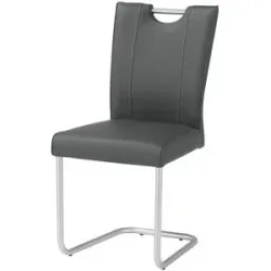 Höffner Leder-Schwingstuhl  6861 ¦ grau ¦ Maße (cm): B: 46 H: 94 T: 48.0