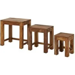 Höffner Beistelltisch  3er-Set  Amarillo ¦ holzfarben ¦ Maße (cm): B: 30 H: 45