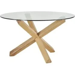 Höffner Esstisch mit Tischplatte aus Klarglas Figo ¦ holzfarben ¦ Maße (cm): H: 75  Ø: