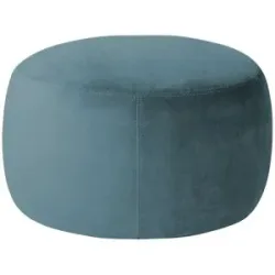 Höffner Samt Hocker  Amadi ¦ blau ¦ Maße (cm): H: 40  Ø: 60