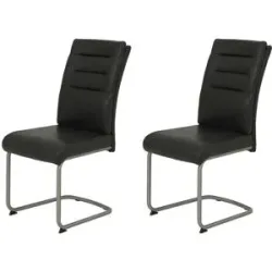 Höffner Polsterschwingstuhl 2er-Set in Leder-Optik Andrei ¦ grau ¦ Maße (cm): B: 65 H: