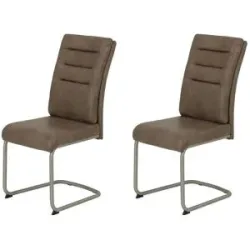 Höffner Polsterschwingstuhl 2er-Set in Leder-Optik Andrei ¦ braun ¦ Maße (cm): B: 65 H: