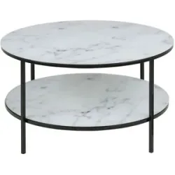 Höffner Couchtisch rund Bergeggi ¦ weiß ¦ Maße (cm): H: 45  Ø: 80