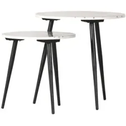 Höffner Beistelltisch 2er Set  Plateau ¦ weiß