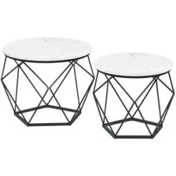 Höffner Couchtisch 2er-Set  Greta ¦ weiß ¦ Maße (cm): B: 50 H: 40