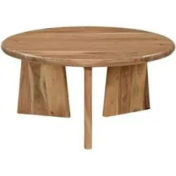 Höffner Couchtisch  Acacia Wave ¦ braun ¦ Maße (cm): H: 44  Ø: 90