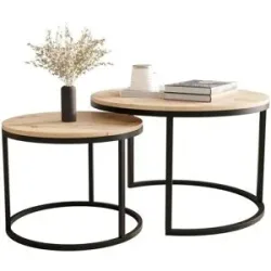 Selsey Couchtisch 2er Set  Bello ¦ holzfarben ¦ Maße (cm): H: 46  Ø: 70
