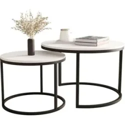 Selsey Couchtisch 2er Set  Bello ¦ weiß ¦ Maße (cm): H: 46  Ø: 70