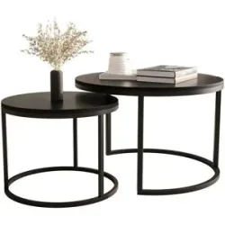 Selsey Couchtisch 2er Set  Bello ¦ schwarz ¦ Maße (cm): H: 46  Ø: 70