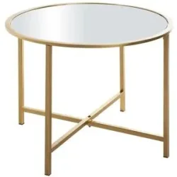 Höffner Beistelltisch   ¦ gold ¦ Maße (cm): H: 45  Ø: 60