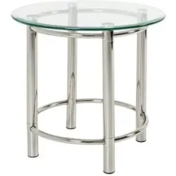 Höffner Beistelltisch   ¦ silber ¦ Maße (cm): H: 53  Ø: 55