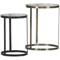 Höffner Beistelltisch 2er Set  Plaza ¦ gold