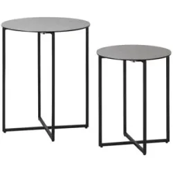 Jette Home Beistelltisch Set  Twins II ¦ grau ¦ Maße (cm): H: 60  Ø: 50