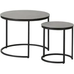 Jette Home Beistelltisch Set  Twins III ¦ grau ¦ Maße (cm): H: 43  Ø: 58