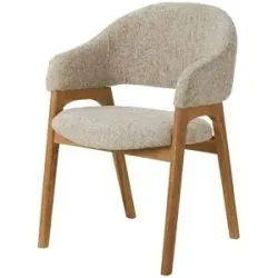 smart Armlehnstuhl mit Eiche Massivholzgestell Erik ¦ beige ¦ Maße (cm): B: 56
