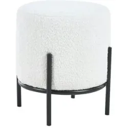 Höffner Hocker aus Bouclé Dejan ¦ weiß ¦ Maße (cm): H: 38  Ø: 35