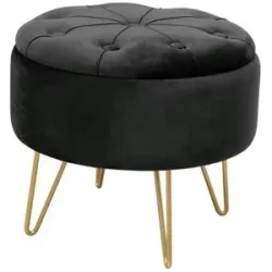 Höffner Pouf mit Füßen Anna ¦ schwarz ¦ Maße (cm): H: 33  Ø: 38