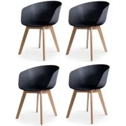 Höffner Stuhl 4er-Set  Alborg ¦ schwarz ¦ Maße (cm): B: 55 H: 76