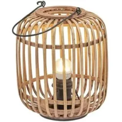 Höffner Tischleuchte  1-flammig  Holzlamellen  Woven ¦ braun ¦ Maße (cm): H: 25  Ø: 22