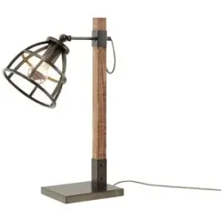 Höffner Tischleuchte  1-flammig  Holz / Metall schwarz   ¦ schwarz ¦ Maße (cm): H: 54