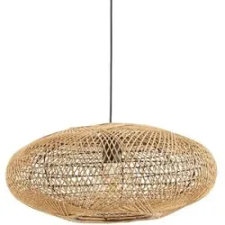 Trio Pendelleuchte  1-flammig  mit Sisal Schirm   ¦ holzfarben ¦ Maße (cm): H:
