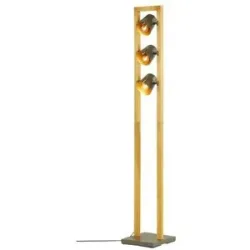 Trio Stehleuchte  3-flammig  Nickel antik/Pinienholz  Bell ¦ holzfarben ¦ Maße