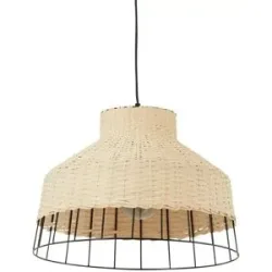 KHG Pendelleuchte  1-flammig  Rattan / Metall-schwarz   ¦ holzfarben ¦ Maße