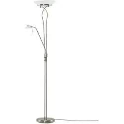 KHG LED-Deckenfluter  2-flammig  nickel-matt   ¦ silber ¦ Maße (cm): H: 180  Ø: