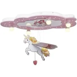 Höffner Deckenleuchte  rosa Einhorn 5-flammig   ¦ rosa/pink ¦ Maße (cm): B: 50