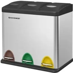 Höffner Mülleimer   ¦ silber ¦ Metall,Kunststoff ¦ Maße (cm): B: 47 H: 39,5