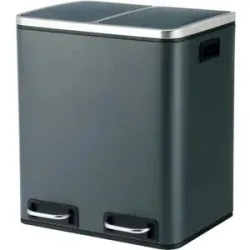Höffner Mülleimer   ¦ grau ¦ Stahl,Kunststoff ¦ Maße (cm): B: 41 H: 47