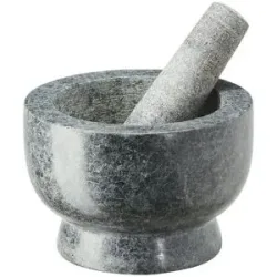 KHG Mörser mit Stößel  Mörser ¦ schwarz ¦ Granit ¦ Maße (cm): H: 8  Ø: 13