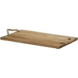 KHG Tablett eckig mit Seilgriffen  Tabletts aus Akazienholz ¦ holzfarben ¦ Holz