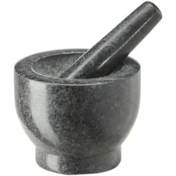 KHG Mörser mit Stößel  Mörser ¦ grau ¦ Granit ¦ Maße (cm): H: 8  Ø: 10