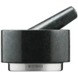 Meisterkoch Mörser mit Stößel  OPTIMUS ¦ grau ¦ Granit,Edelstahl ¦ Maße (cm): H: